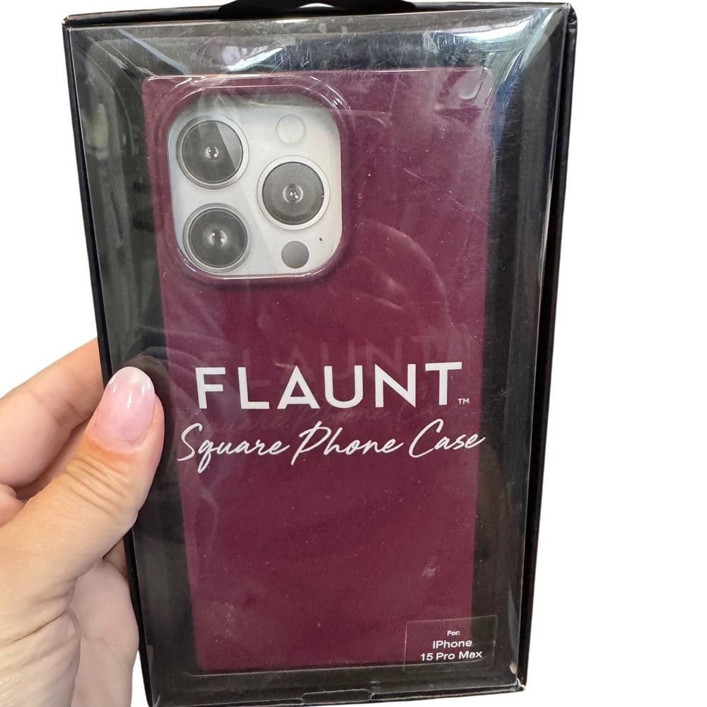 Flaunt Square Phone Case iPhone 15 Pro Max Burgundy Plum Minimalist Chic